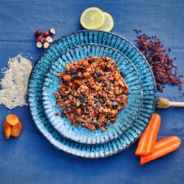 Ensalada de arroz rojo y quinoa