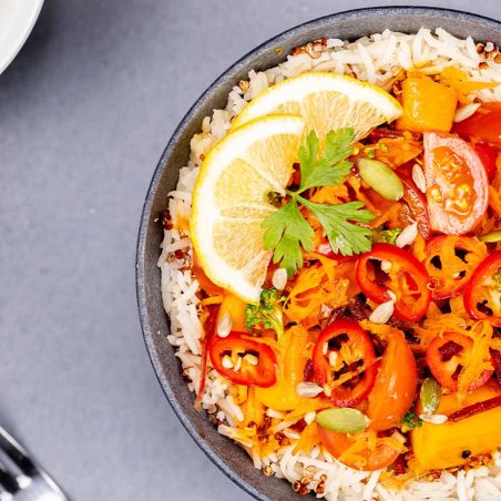 Arroz con verduras y pili-pili - Gran formato