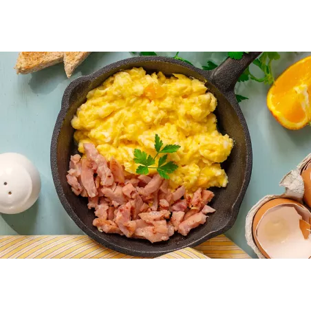 Huevos revueltos con jamón y queso - Formato grande