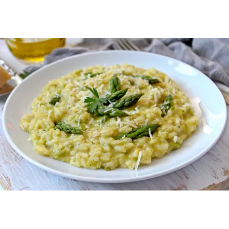 Risotto con espárragos y brécol