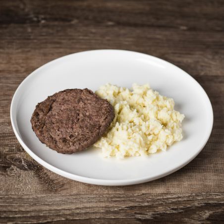 Filete picado y puré de patatas