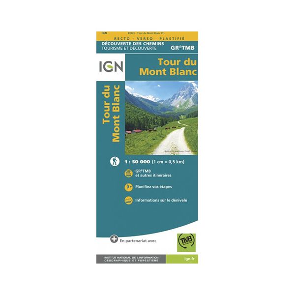 Mapa laminado IGN - GR TMB - Tour du Mont Blanc