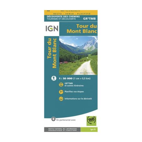 Mapa laminado IGN - GR TMB - Tour du Mont Blanc