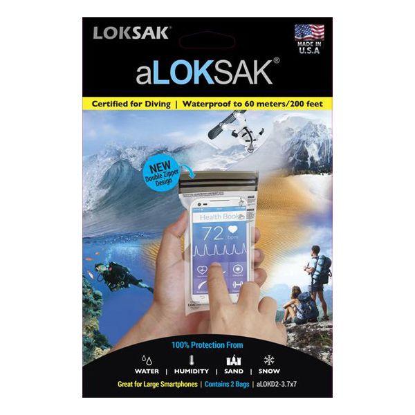 aLoksak bolsas impermeables para smartphone x 2 - 8,5 x 15,9 cm